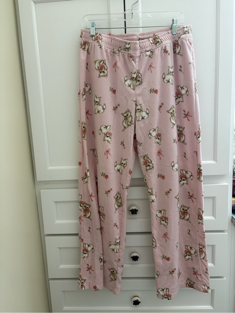 Pink Kitty Print Pajama Pants